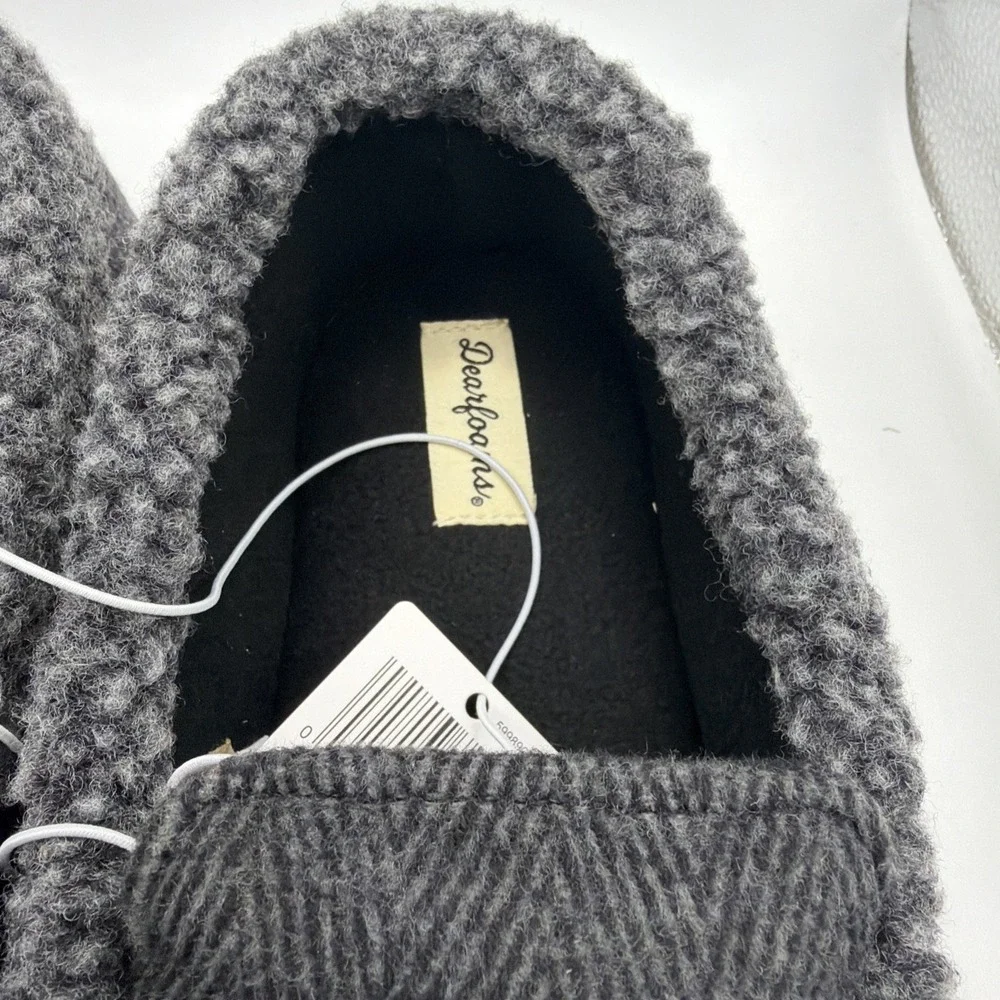 DearFoams Men's Black Slippers Memory Foam Size 9-10 Medium Indoor Outdoor New